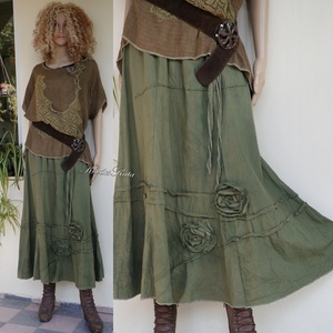 BERTA -  shabby chic design-szoknya / kekizöld - ruha & divat - női ruha - szoknya - Meska.hu