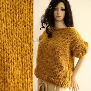 JAZZ PULCSI / arany - romantikus kézzel kötött chunky   pulóver - ruha & divat - női ruha - pulóver & kardigán - Meska.hu