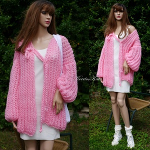 PINKY - kézzel kötött exkluzív mohair kardigán - ruha & divat - női ruha - pulóver - Meska.hu