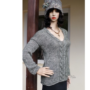 VINTAGE STAR LIZA- exkluzív kézzel kötött alpaka-pamut pulóver / scotland - ruha & divat - női ruha - pulóver & kardigán - Meska.hu