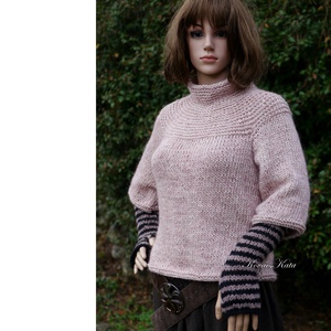 VINTAGE STAR TILDA - exkluzív kézzel kötött alpaka-pamut  pulóver kesztyűszárral / blusher, Ruha & Divat, Női ruha, Pulóver, Kötés, MESKA