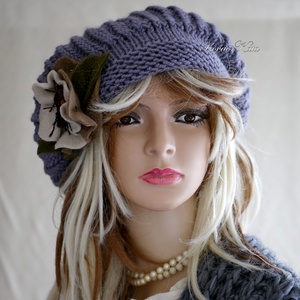 BORBÁLA / szürkéslila alpaka - kézzel kötött alpaka gomba sapka - ruha & divat - sál, sapka, kendő - sapka - Meska.hu