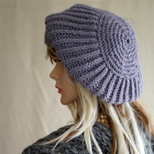 BORBÁLA / szürkéslila alpaka - kézzel kötött alpaka gomba sapka - ruha & divat - sál, sapka, kendő - sapka - Meska.hu