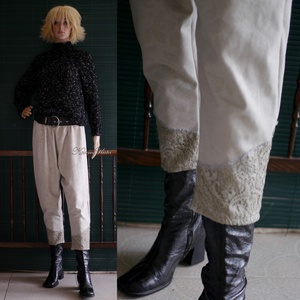 ERNA NADRÁG - romantikus design nadrág / homok jacquard - Meska.hu