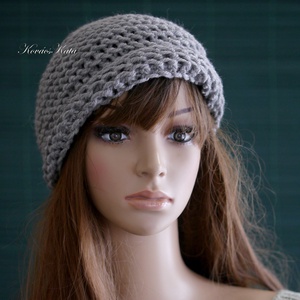 BEANIE/chunky - trendi kézzel kötött gyapjú sapka / szürke - ruha & divat - sál, sapka, kendő - sapka - Meska.hu