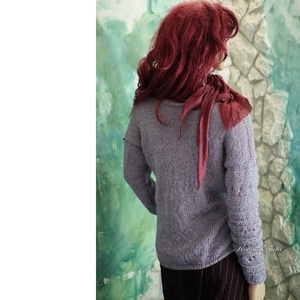 BARKA BabyAlpaca Silk - kézzel kötött exkluzív artsy-design pulóver / acélszürke - ruha & divat - női ruha - pulóver - Meska.hu