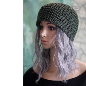 BEANIE/alpaka - trendi kézzel kötött chunky sapka / kekizöld - ruha & divat - sál, sapka, kendő - sapka - Meska.hu