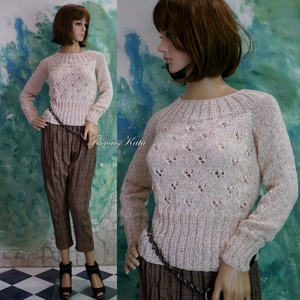 PATSYBabyAlpaca Silk - kézzel kötött exkluzív design pulóver / púder - ruha & divat - női ruha - pulóver - Meska.hu