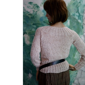PATSYBabyAlpaca Silk - kézzel kötött exkluzív design pulóver / púder - ruha & divat - női ruha - pulóver - Meska.hu