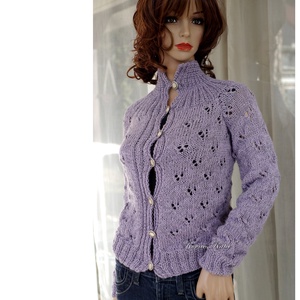 PATRÍCIA BabyAlpaca Silk - kézzel kötött exkluzív kardigán, pulóver / pasztell-lila - Meska.hu