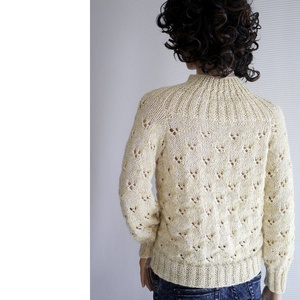 PATRÍCIA BabyAlpaca Silk - kézzel kötött exkluzív kardigán, pulóver / vanília - ruha & divat - női ruha - pulóver - Meska.hu