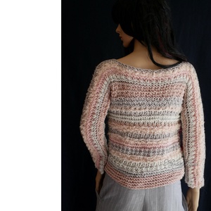 LÉNA / TAVASZVÁRÓ - kézzel kötött artsy design pulóver - ruha & divat - női ruha - pulóver - Meska.hu