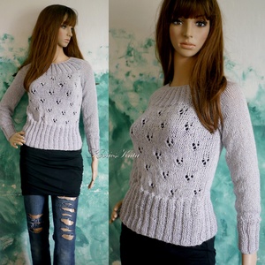 PATSYBabyAlpaca Silk - kézzel kötött exkluzív design pulóver / ezüst - ruha & divat - női ruha - pulóver - Meska.hu