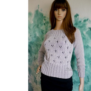 PATSYBabyAlpaca Silk - kézzel kötött exkluzív design pulóver / ezüst - ruha & divat - női ruha - pulóver & kardigán - Meska.hu