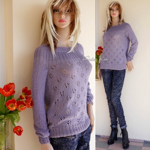 PATSYBabyAlpaca Silk - kézzel kötött exkluzív design selyem pulóver / lila - ruha & divat - női ruha - pulóver - Meska.hu