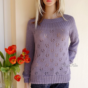 PATSYBabyAlpaca Silk - kézzel kötött exkluzív design selyem pulóver / lila - ruha & divat - női ruha - pulóver - Meska.hu