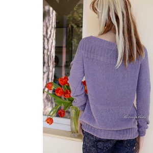 PATSYBabyAlpaca Silk - kézzel kötött exkluzív design selyem pulóver / lila - ruha & divat - női ruha - pulóver - Meska.hu
