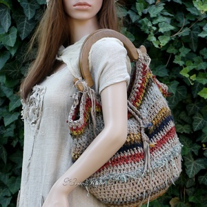 HIPPI BAG - vintage bohém horgolt táska, Táska & Tok, Kézitáska & válltáska, Tarisznya, Mindenmás, Horgolás, MESKA
