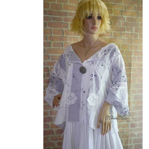 KIMONÓ KABÁTKA - lagenlook design kabátka / margarétás - ruha & divat - női ruha - bolero - Meska.hu