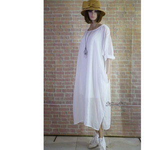 JAFA - lagenlook tunika-ruha pamut-organza / fehér - ruha & divat - női ruha - ruha - Meska.hu