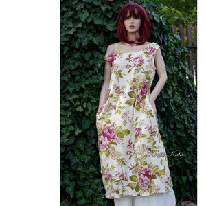 RÓZSAKERT - exkluzív vászon design ruha, Ruha & Divat, Női ruha, Ruha, Varrás, MESKA