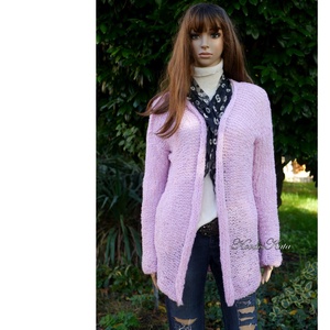 GREASE ALPAKA-KARDIGÁN - exkluzív kézzel kötött pulóver / eper - ruha & divat - női ruha - pulóver - Meska.hu