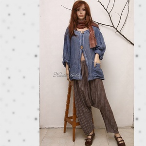 RELAX-NACI - bohém mély-ülepű  lenszövet nadrág - ruha & divat - női ruha - nadrág - Meska.hu