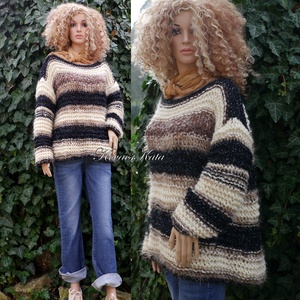 SZONIA - trendi chunky oversize kézzel kötött pulóver - ruha & divat - női ruha - pulóver - Meska.hu