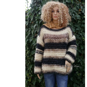 SZONIA - trendi chunky oversize kézzel kötött pulóver, Ruha & Divat, Női ruha, Pulóver, Kötés, MESKA