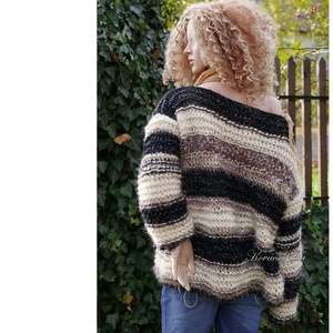 SZONIA - trendi chunky oversize kézzel kötött pulóver - ruha & divat - női ruha - pulóver - Meska.hu