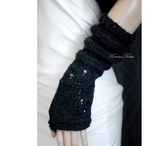 BOSZI-KESZTYŰ / ANGORA-LACE - exkluzív kesztyűszár, kézmelegítő / fekete - ruha & divat - sál, sapka, kendő - kesztyű - Meska.hu