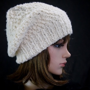 SZILVI-SAPI / alpaka buklé - trendi kézzel kötött gyapjú sapka, beanie / fehér - Meska.hu