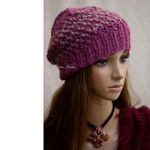 SZILVI-SAPI / bébi-alpaka - trendi kézzel kötött beanie gyapjú sapka / mályva - ruha & divat - sál, sapka, kendő - sapka - Meska.hu