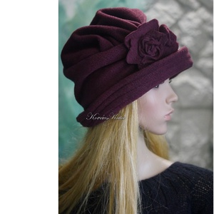 ERNA cloche/ sötétbordó - polár flapper kalap - ruha & divat - sál, sapka, kendő - kalap - Meska.hu