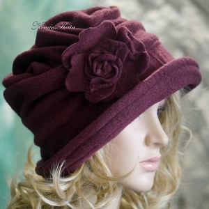 ERNA cloche/ sötétbordó - polár flapper kalap, Ruha & Divat, Sál, Sapka, Kendő, Kalap, Varrás, Meska