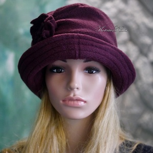 ERNA cloche/ sötétbordó - polár flapper kalap - ruha & divat - sál, sapka, kendő - kalap - Meska.hu