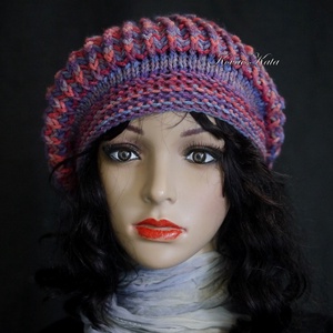 BORBÁLA / színes - bohém kézzel kötött gomba sapka - ruha & divat - sál, sapka, kendő - sapka - Meska.hu