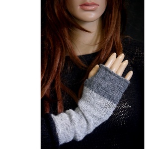 BOSZI-KESZTYŰ / sky - kézzel kötött alpaka kesztyűszár, kézmelegítő / szürkék - ruha & divat - sál, sapka, kendő - kesztyű - Meska.hu