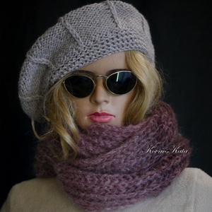 INFINITY / mohair - exkluzív kézzel kötött körsál / bordó - Meska.hu