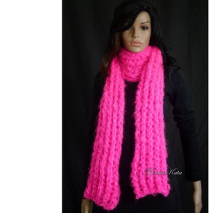 DUSI-SÁL - kézzel kötött hosszú sál / neon pink, Ruha & Divat, Sál, Sapka, Kendő, Sál, Kötés, MESKA