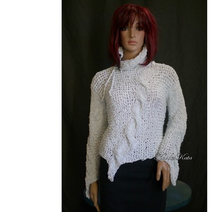 FRANCESCA - trendi kézzel kötött pamut-len pulóver / vízkék - ruha & divat - női ruha - pulóver - Meska.hu FRANCESCA - trendi kézzel kötött pamut-len pulóver / vízkék - ruha & divat - női ruha - pulóver - Meska.hu