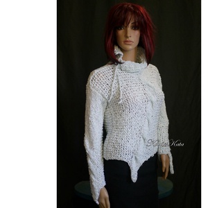 FRANCESCA - trendi kézzel kötött pamut-len pulóver / vízkék - ruha & divat - női ruha - pulóver - Meska.hu FRANCESCA - trendi kézzel kötött pamut-len pulóver / vízkék - ruha & divat - női ruha - pulóver - Meska.hu