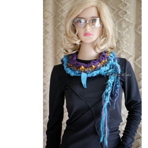 NYAKICA - bohém textil-ékszer, horgolt design-sál  - ruha & divat - sál, sapka, kendő - sál - Meska.hu