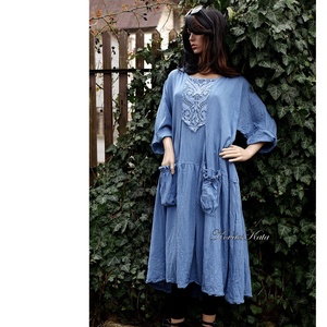 IBI-RUHA / acélkék - lagenlook design flapper ruha  - ruha & divat - női ruha - ruha - Meska.hu