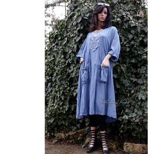 IBI-RUHA / acélkék - lagenlook design flapper ruha  - ruha & divat - női ruha - ruha - Meska.hu