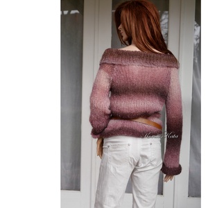MARLENEMOHAIR-PULCSI - exkluzív kézzel kötött pulóver / bordós színátmenetes - ruha & divat - női ruha - pulóver - Meska.hu
