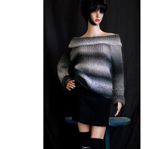 MARLENEMOHAIR-PULCSI - exkluzív kézzel kötött pulóver / szürkék - ruha & divat - női ruha - pulóver - Meska.hu