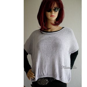 DORA / BabyAlpaca Silk - exkluzív kézzel kötött design pulóver / ezüst-szürke - ruha & divat - női ruha - pulóver - Meska.hu