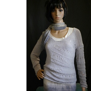 BARKA BabyAlpaca Silk- kézzel kötött exkluzív artsy-design pulóver / gyöngy-szürke - ruha & divat - női ruha - pulóver - Meska.hu
