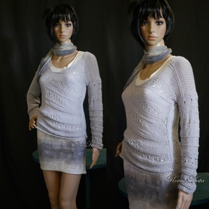 BARKA BabyAlpaca Silk- kézzel kötött exkluzív artsy-design pulóver / gyöngy-szürke - ruha & divat - női ruha - pulóver - Meska.hu